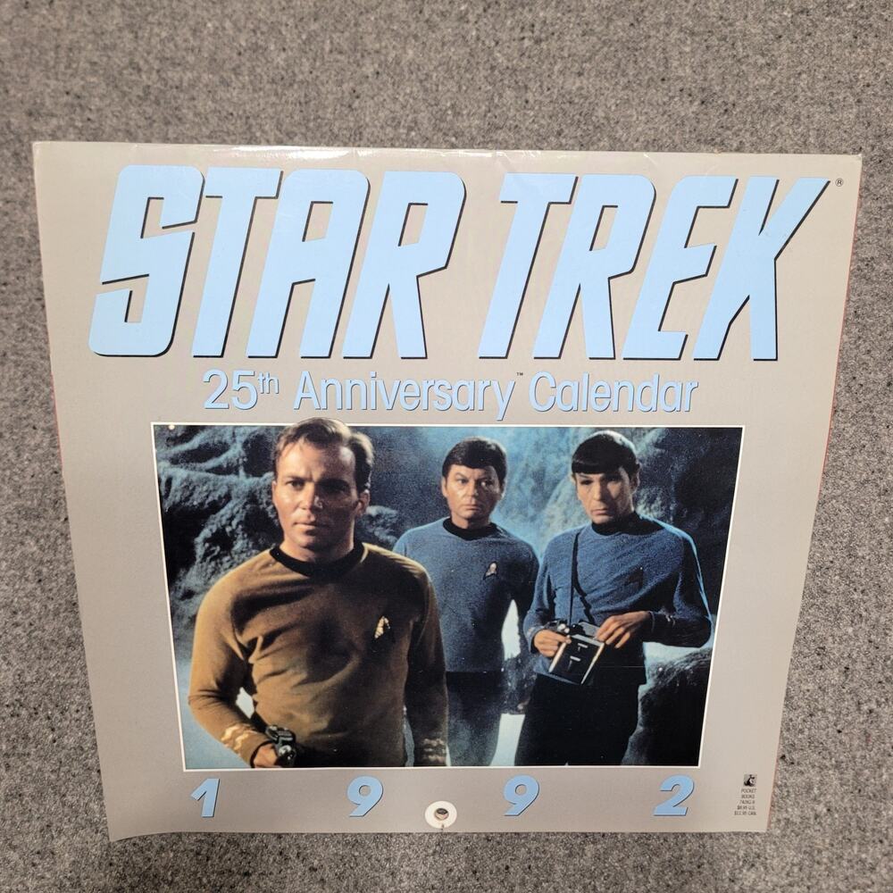 Vintage Star Trek Wall Calendar 1992 25th Anniversary Captain Kirk Spock Leonard